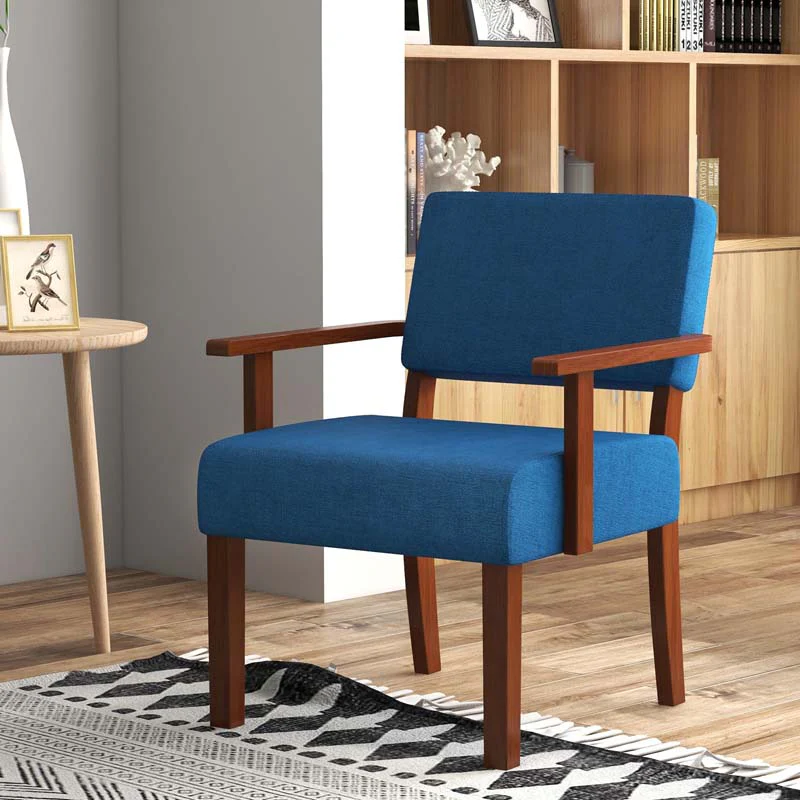 655466747b85d956be4e3191e3e6efec8f274ecb785cd4144c7e57696ff55e8e.webp Modern Accent Chair Linen Armchair with Rubber Wood Frame, Mid Century Upholstered Reading Chair for Living Room Bedroom Reception - Image 1