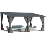 AECOJOY 16'x12' Outdoor Hardtop Metal Gazebo with Curtain and Netting