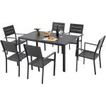 AECOJOY 7-Piece Aluminum Outdoor Dining Set, Patio Table and Stackable Chairs Set for 6