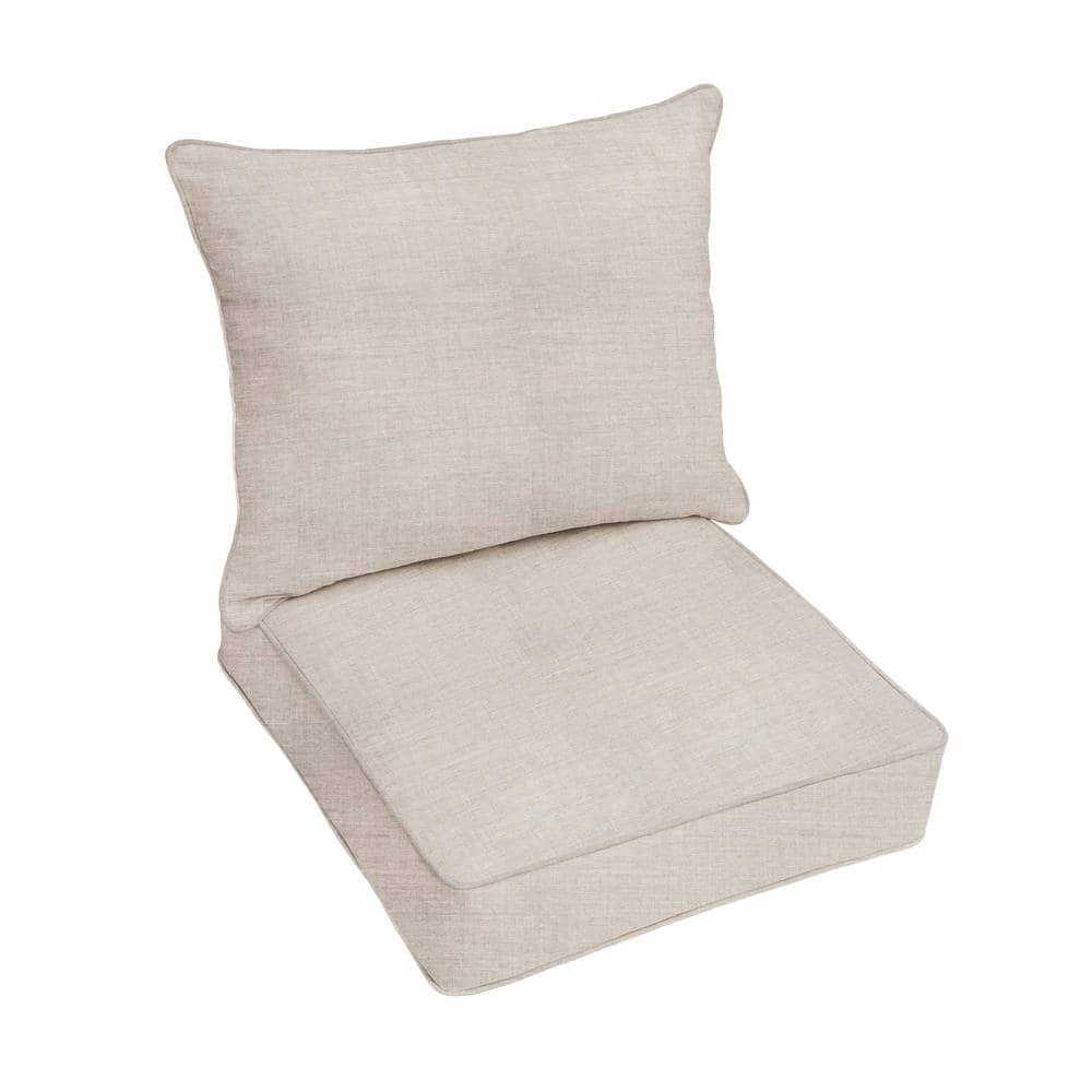658e0ed13122e27a988982c0038c92b1c208b98fb7ba063a200d6aa0c8465ba5.jpg 23 in. x 27 in. Deep Seating Indoor/Outdoor Pillow and Cushion Set in Sunbrella Cast Silver - Image 1