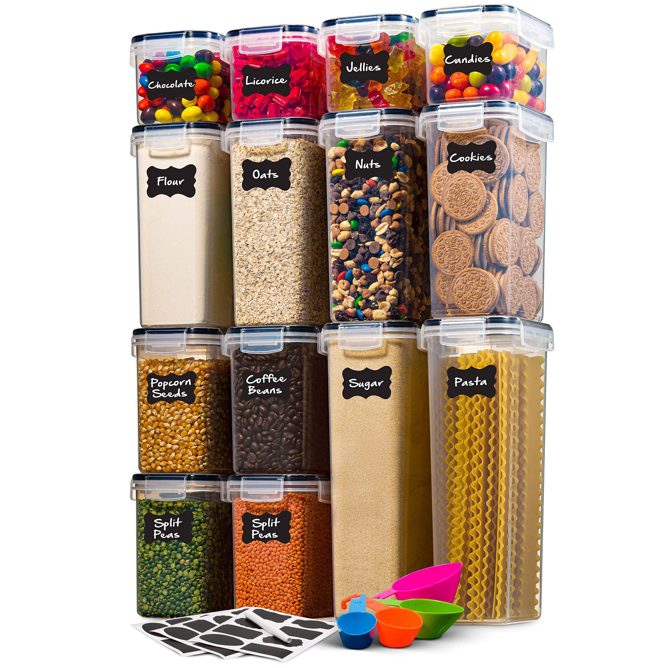 659504e25289ef72d13ee37ddd9069f0f9281b7feb3acf82fec29f474eed0423.jpg Seseno 14 Pack Airtight Food Storage Container Set - BPA Free Clear Plastic Kitchen and Pantry Organization Canisters with Durable Lids for Cereal, D - Image 1