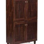Baxton Studio Fernanda 4-Door Oak Brown Wooden Entryway Shoes Storage Tall Cabinet