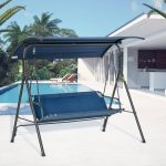 Outsunny 3-Person Porch Swing with Stand, Outdoor for Patio Adjustable