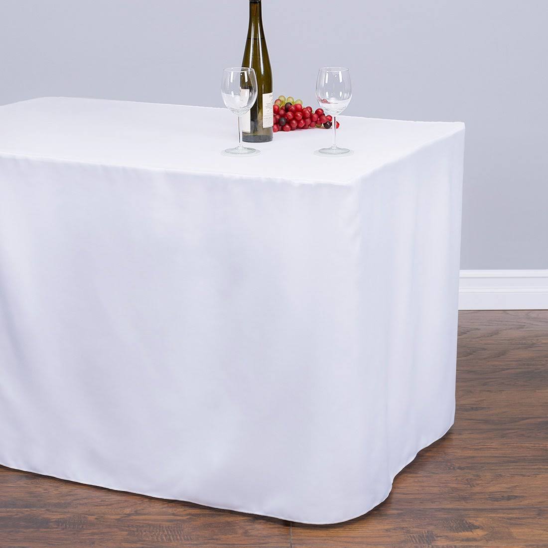 65bbe49cea5b1951a2cda54349f8eb7e5720212f1ec2b29750aa1646a4344325.jpg Linentablecloth 6 ft Fitted Polyester Tablecloth White - Image 1