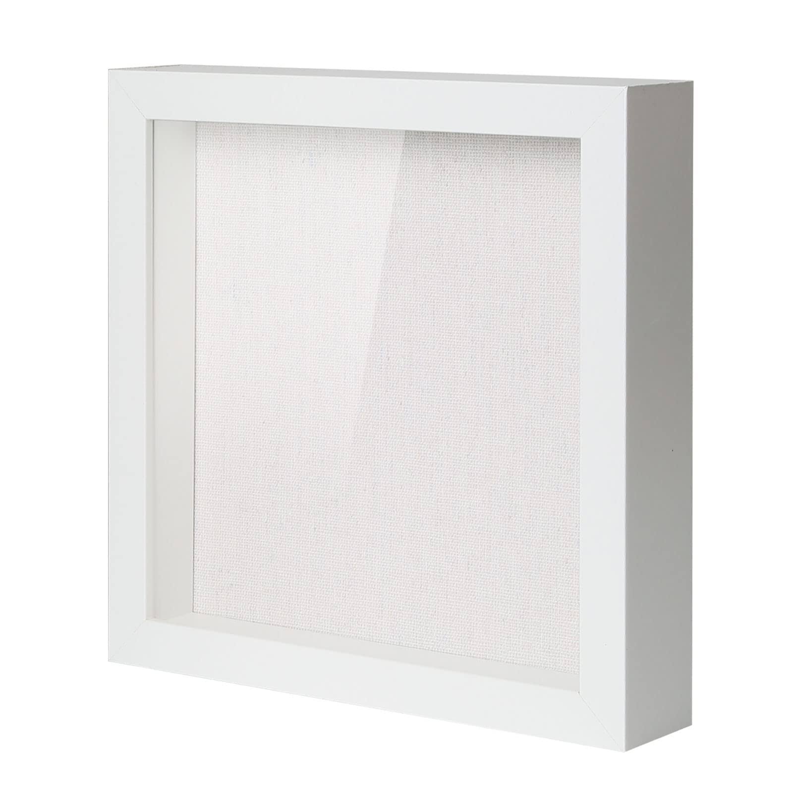 65c58e27f2739b79e0a066fe08ee71cdf0a2bfde8f62b197cf34e1e694986b34.jpg Muzilife 8x8 Shadow Box Picture Frame with Linen Board - Deep Wood & Glass Display Case Ready to Hang Perfect to Display Baby - Image 1