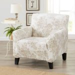 Great Bay Home Stretch Velvet-Plush Washable Chair Slipcover (Chair, Silver Cloud - Toile)