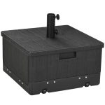 Outsunny Outdoor Umbrella Base with Wheels, End Table, Planter Box, Black