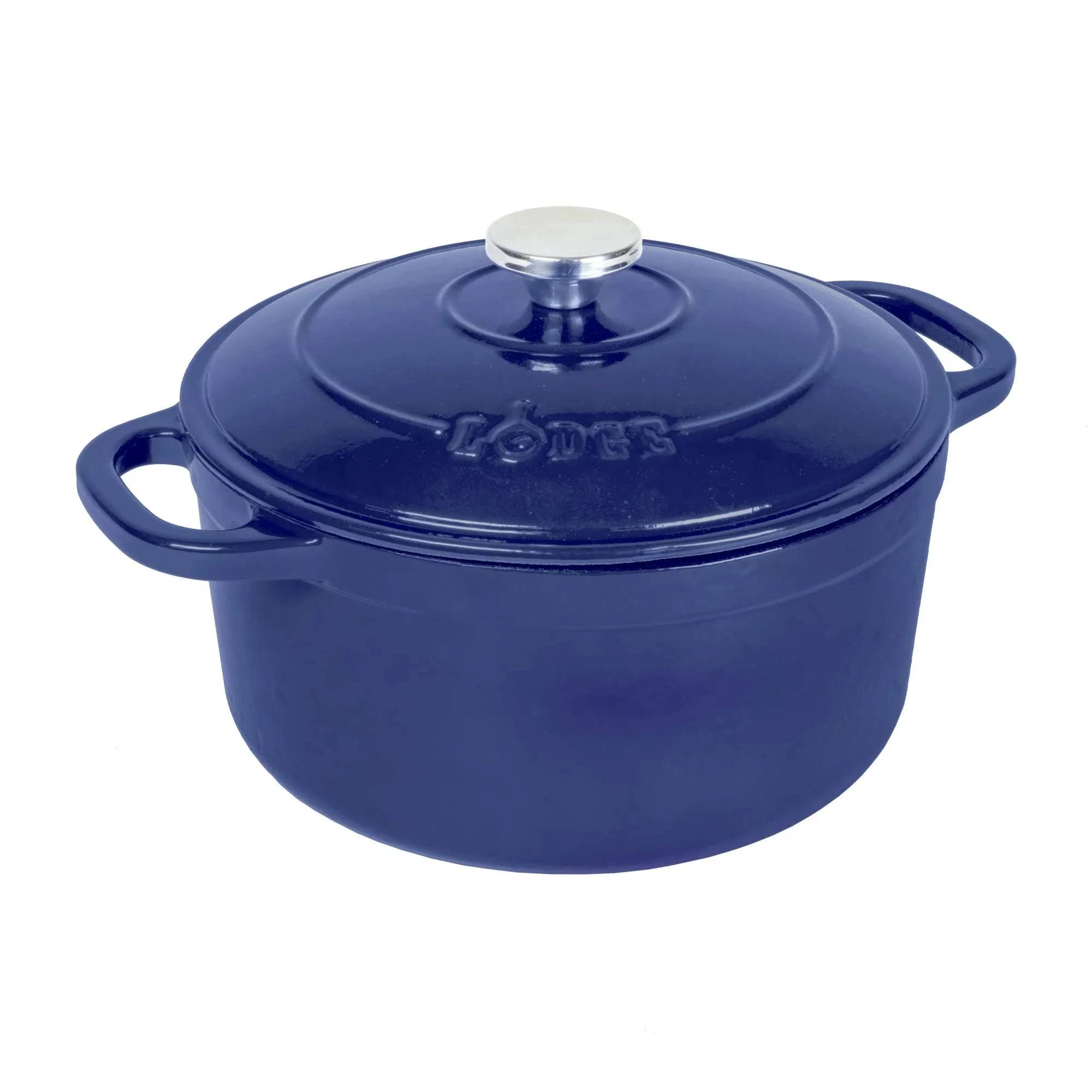 65fe83ed7550845ac41119efb37efd2a93ec4ace9bdb13c472e394c9d2653e69.jpg Lodge Enameled Cast Iron Dutch Oven, Blue, 5.5 qt - Image 1