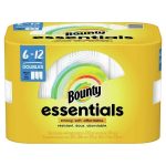 Bounty Essentials Select-A-Size Paper Towels, 6 Double Rolls, White, 108 Sheets per Roll