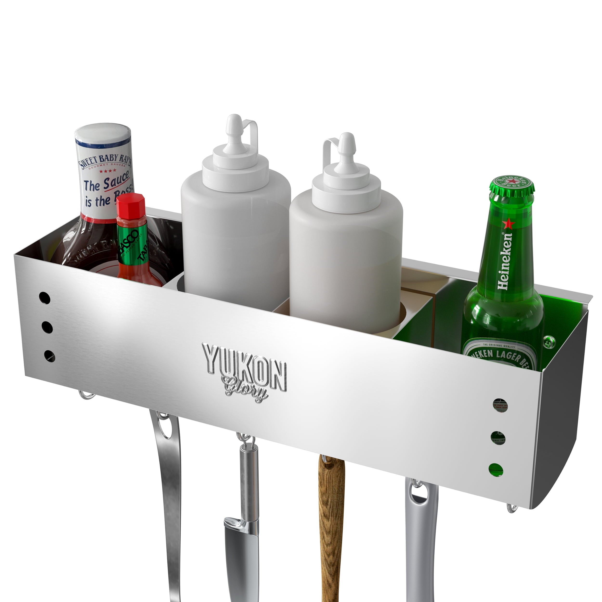 660ab31695ab9b9c27af89d43681a1f1ded5c31280fd4ce501f0175a43030636.jpg Glory BBQ Caddy Organizer Original Stainless Steel Griddle Caddy The Grill Caddy Designed for Char-Broil Model 463377319 Performance 4-Burner Cart Style Grills - Clean & Organized Grill Station - Image 1