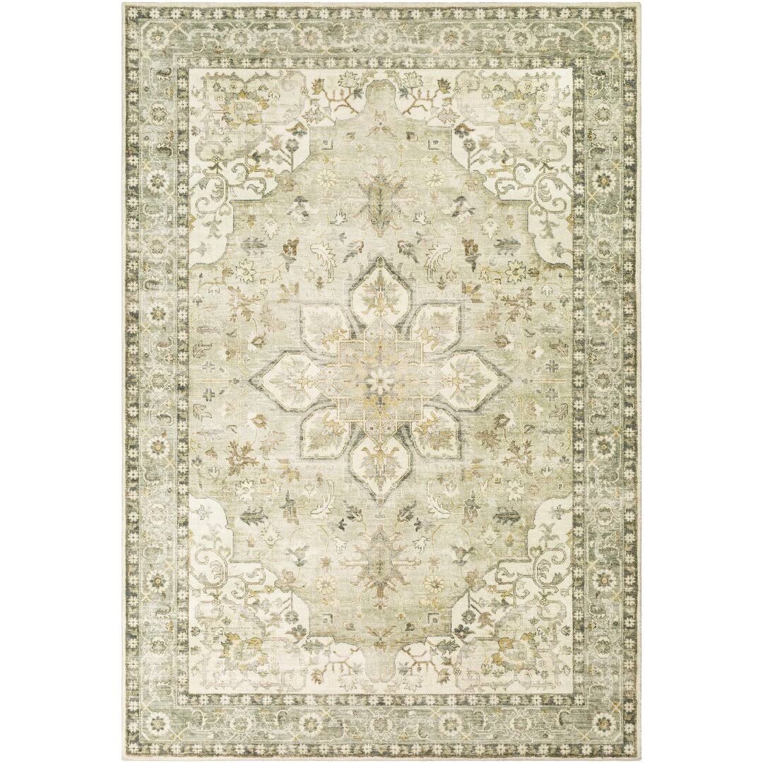 661343609c470ac2101b4faf1042118c52a22c006a9d42da2774cbea5d3bd6a0.jpg Absalom Oriental Cream/Sage Area Rug Bungalow Rose Rug Size: Rectangle 2'6" x 4' - Image 1