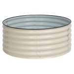 Aoodor 17'' Tall Aluzinc Metal Raised Garden Bed 42'' Round - Outdoor Open-Ended Base Garden Planter Box for Vegetable, Flower, Herb - Beige, Size: 42
