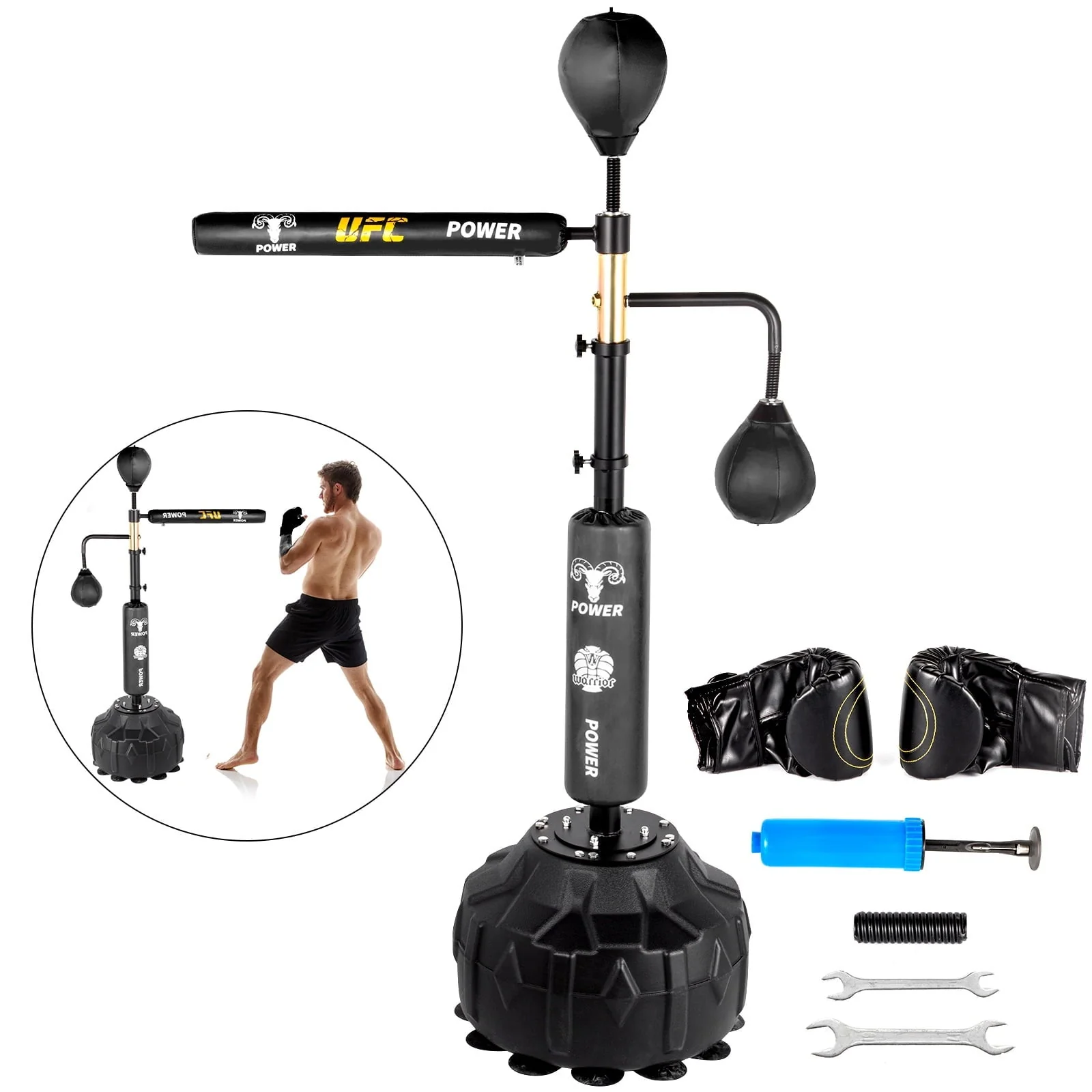 665dd592594629ba45f614ccf53c48ff13a07b157f21cb704040f6180496d600.webp Vevorbrand Boxing Speed Trainer, Rapid - Reflex Boxing Bar, Training Boxing Ball with Reflex Bar & Gloves, Solid Speed Punching Bag Free Standing, Adjustable Height, for Adult&Kid, with Two Ball - Image 1