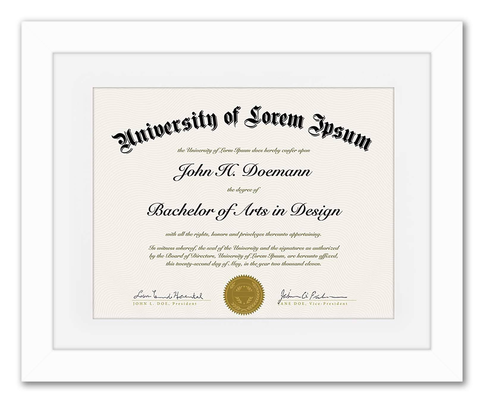 665f096993c7a7daa62e95488a690bed3a7f8925598c9528922668c60bbdf4db.jpg Americanflat Diploma Frame with Shatter Resistant Glass, White - Image 1