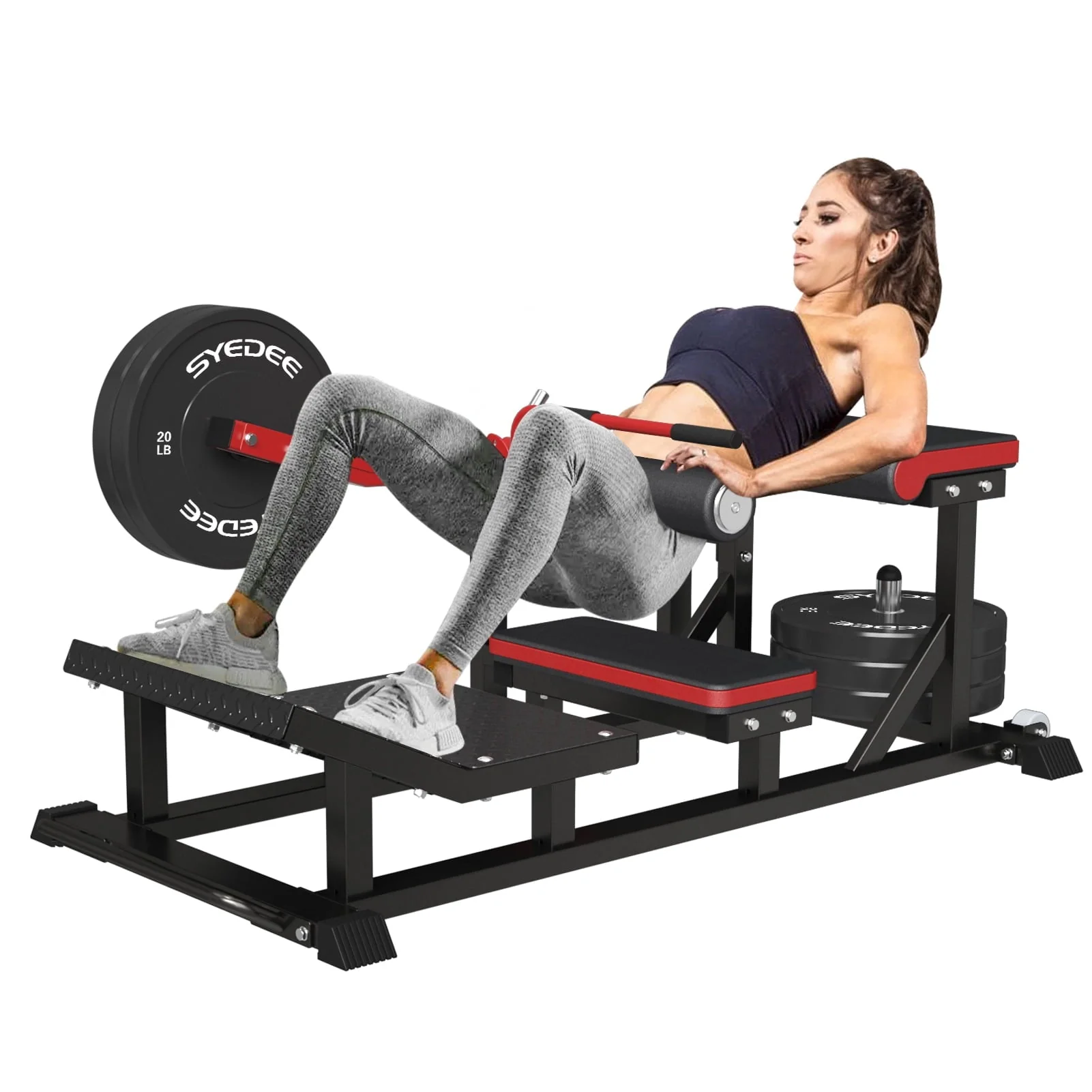 6667f45f8949a2ee1b02630d1e4f6d7ce36a6b10faeb279babb8f3b86f40b11c.webp Syedee Glute Bridge Machine, Heavy Duty Plate - Loaded Hip Thrust Machine, Glute Drive Machine for Glute Muscles Shaping(Red) - Image 1