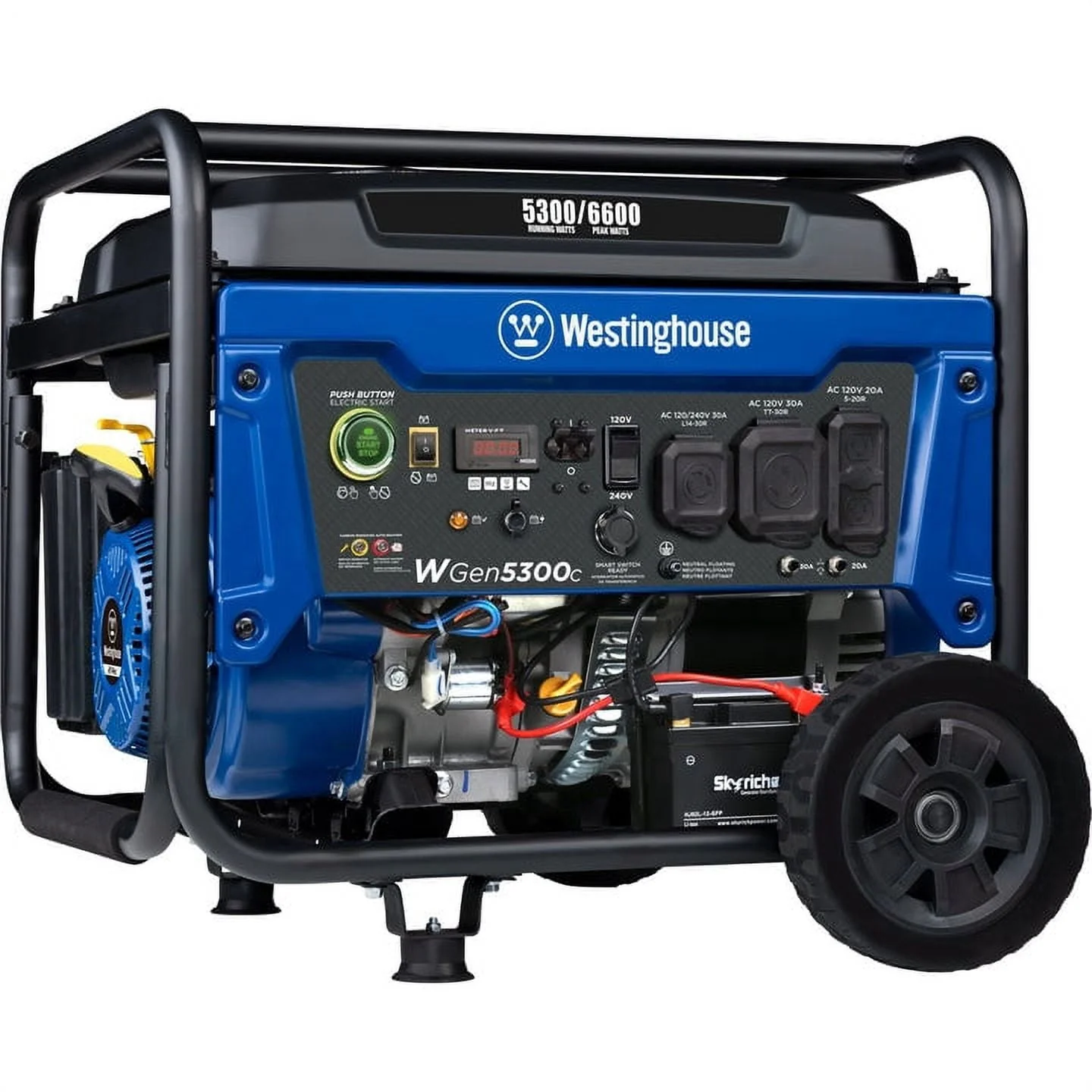 666b07dbf953ee4f3b305b75d0fe3b024afa9b60a027eba3eae92c3592fb75f2.webp Westinghouse 6600 Peak Watt Home Backup, Gas Powered Portable Generator, Remote Electric Start, CO Sensor - Image 1