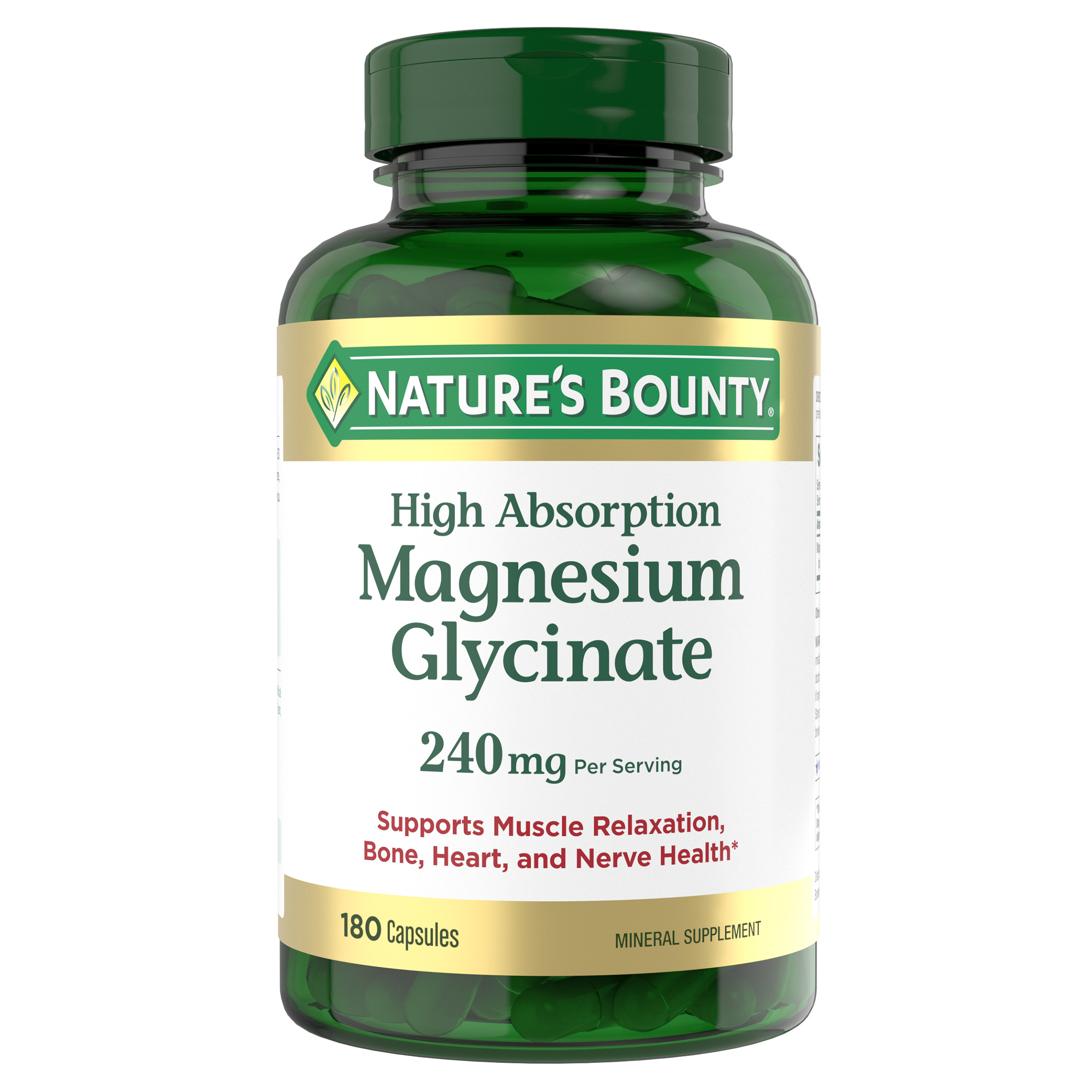 6678d60e2a4e96be028d4f3c126058155e87187d8a507e236fcc84eb71e4bd15.jpg Nature'S Bounty Magnesium Glycinate 240 Mg, 180 Capsules - Image 1