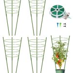 Mimeela 4 Pack Garden Plant Support Tomato Cage, Upgrade 36" Trellis for Climbing Plants, Plant Trellis Kits with 4 Self Watering Spikes and Plant Clips (36