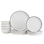 Tabletop Unlimited 12-pc Black Rim Dinnerware Set, Service for 4 - Black