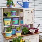Made4Fun Potting Bench with Containers & Flowers Marion County Illinois USA Poster Print, 24 x 36 - Large