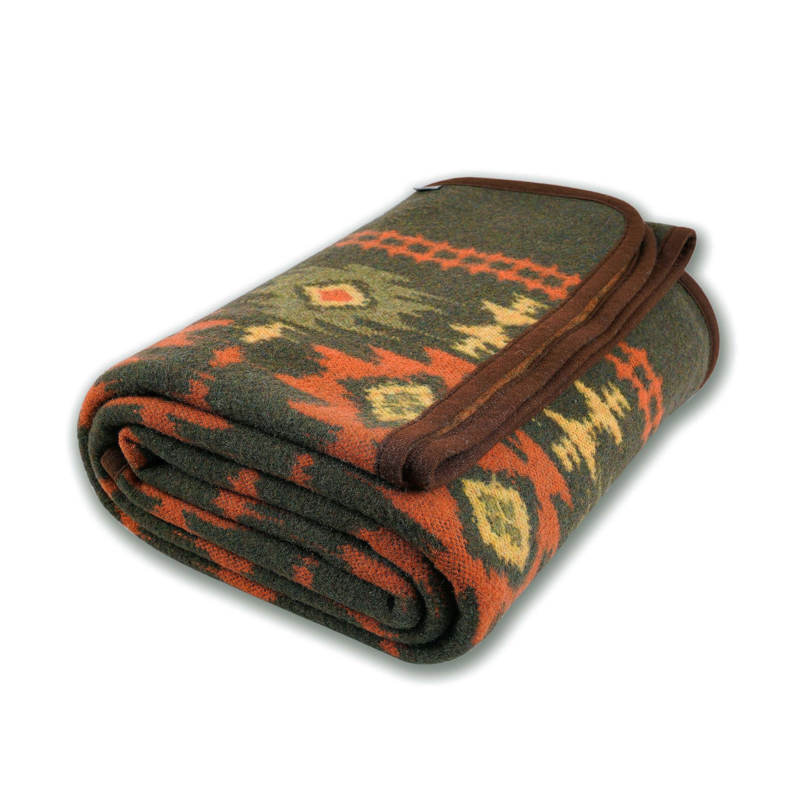 66918867f54db50c9f60e900c22779513e9287a7a09fc50808bf5f3f4f26ca04.jpg ACUSHLA Merino Wool Blanket - Warm Thick Washable Large Bed Couch Outdoor Camping Sleeping Throw Blanket All Seasons, Myers Green 79x63 - Image 1