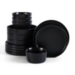 Stone + Lain Celina Stoneware Black Dinnerware Set | 12-Piece 4