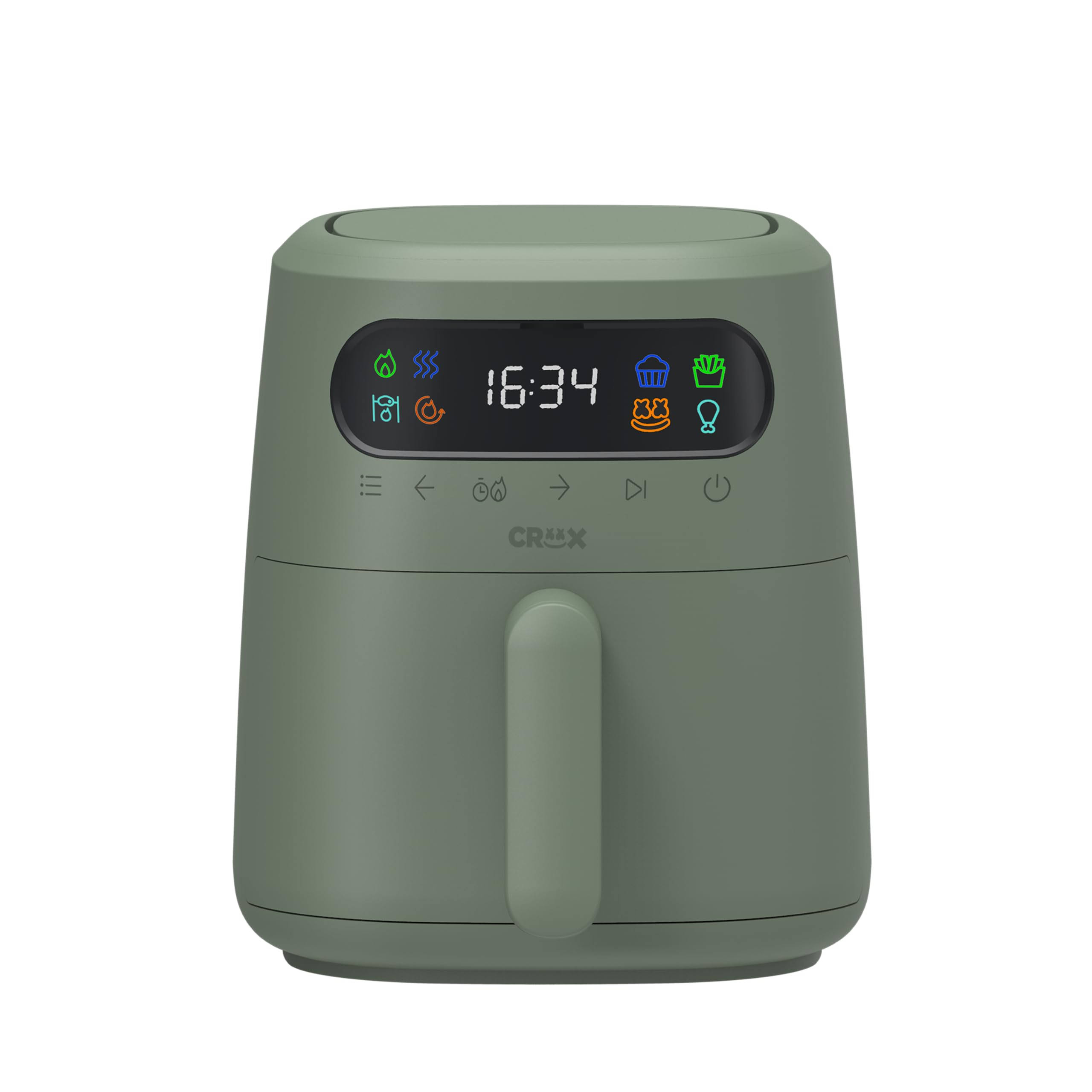 66afca6016fb2970fa54a5ba9e232e835b9e5a19b3b1e07e502d71915a1286c0.jpg Crux - 3-Qt. Digital Air Fryer Kit with TurboCrisp - Limited Edition Stuffed Olive - Image 1