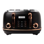 Haden Heritage 4-Slice Wide Slot Toaster ,Black/Copper