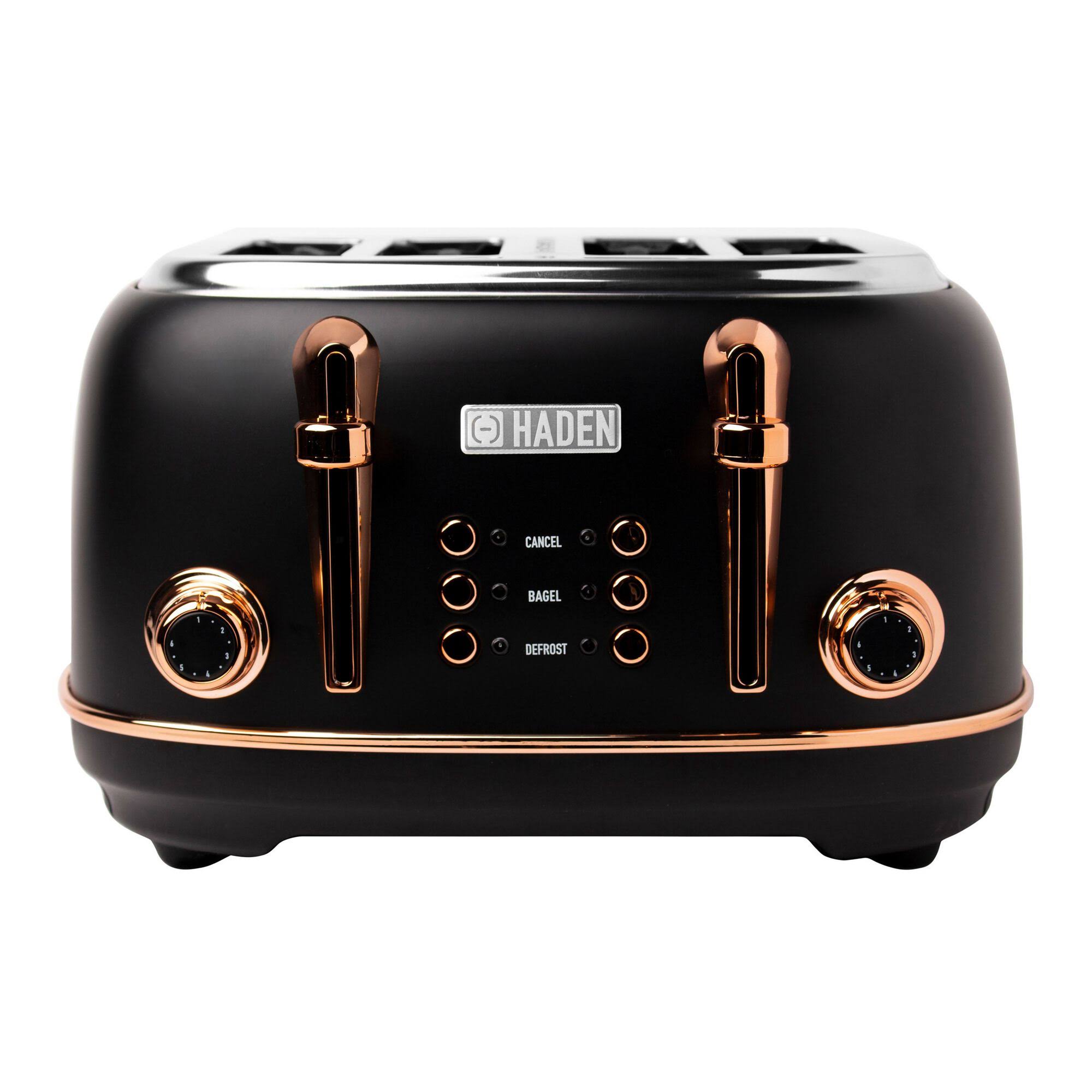 66b88ab6129e9255ef980cfe6c43745000442fcfa07136254650c118e8faa7a4.jpg Haden Heritage 4-Slice Wide Slot Toaster ,Black/Copper - Image 1