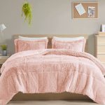 Intelligent Design Malea Shaggy Faux Fur Comforter Set - King - Blush