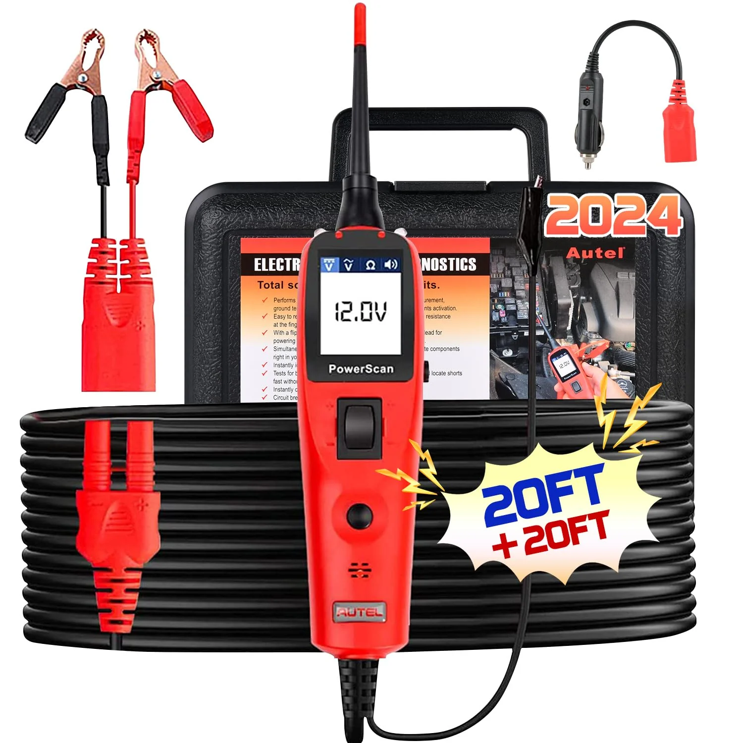 66f10f58a42b51f91bd6ae1e2bec25f20523e231b1273ec30dc22efd7fc4cdf9.webp Autel PowerScan Automotive Circuit Tester with 20ft Cable - Image 1