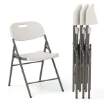 4/8/12 Pack HDPE Plastic Folding Chairs, Waiting Room Chairs with Metal Frame, Portable Banquet Chairs, Vinyl Stackable Party Chairs