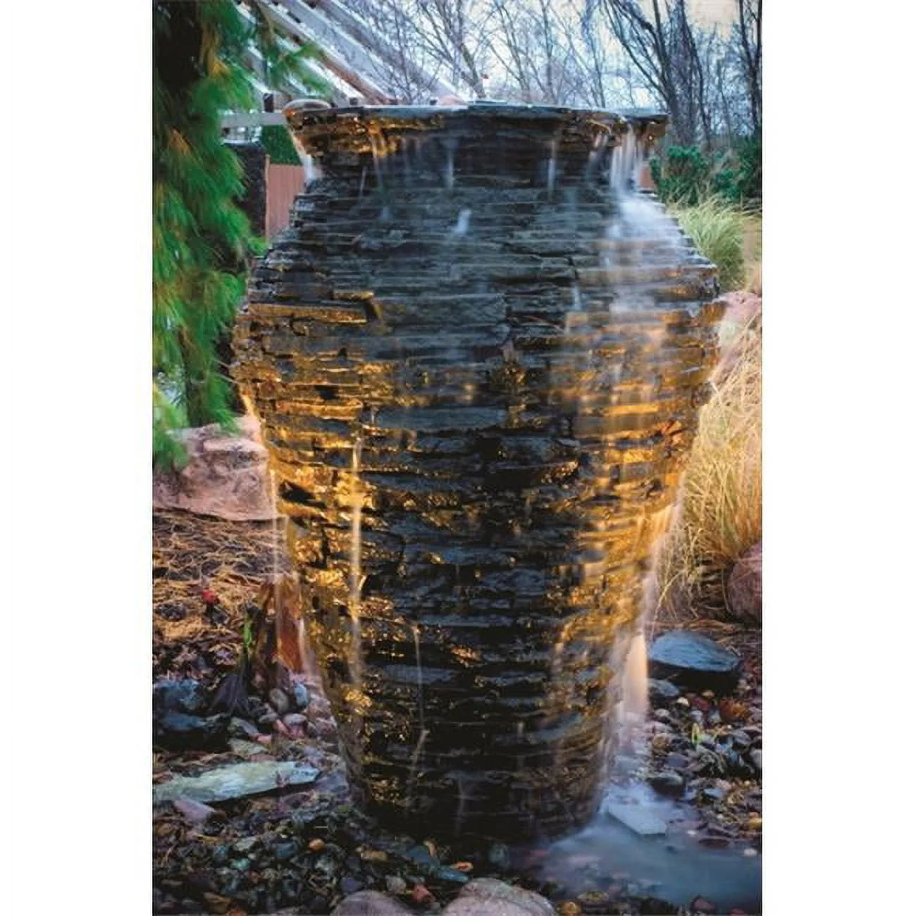 67312025eeb4ae2daae61086b65e7752b20a4531676d564e9026e5b97b6142bd.webp Aquascape Medium Stacked Slate Urn Landscape Fountain Kit - Image 1