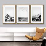 Noway IDEA4WALL Framed Canvas Print Wall Art Set Black White Snowy Winter Mountain Landscape Nature Wilderness Photography Modern Art Rustic scenic Re