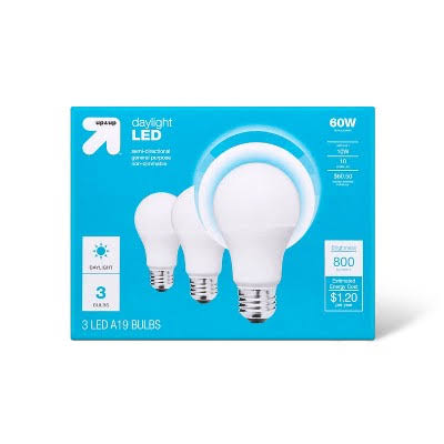 675adda7b195989eea9bfbbc6a2048f5d9a309292247603e6c5b7d7116ab74ed.jpg LED 60W 3pk Daylight Light Bulbs - Up & Up - Image 1