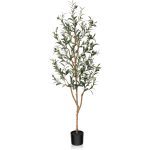 Kazeila Artificial Olive Tree 5ft Tall Faux Silk Plant for Home Office Decor Indoor Fake Potted Tree with Natural Wood Trunk and Lifelike Fruits