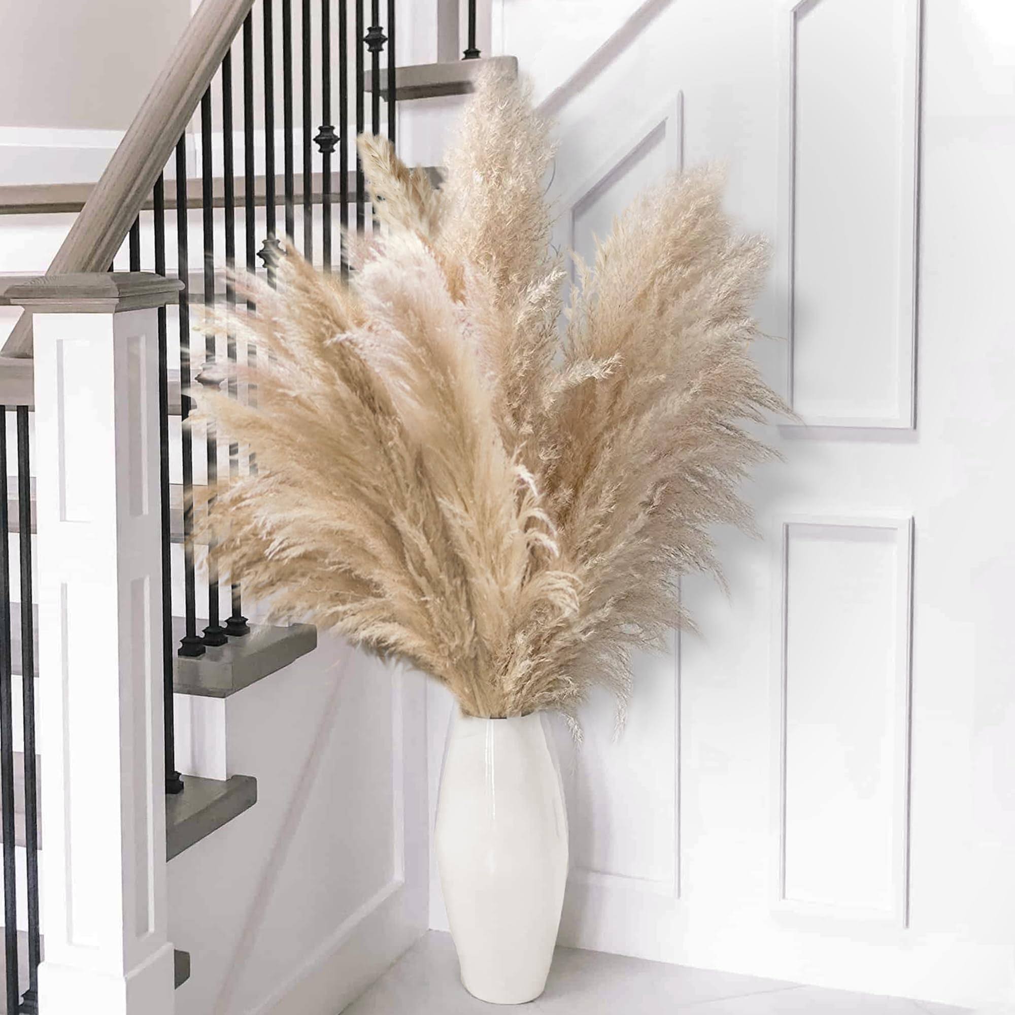 676044b3699bdf32b33778025b7281aecc4849cf06a16891113db1da772e4adf.jpg 10pcs 40'' inch Pampas Grass for Floor Vase - Tall Pampas Grass Tall - Dried Pampas Grass Decor - Natural Beige Dried Pampas Grass Decor Tall - - Image 1