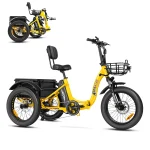 Addmotor Electric Trike, 750W Foldable Electric Tricycle, Folding Electric Trike for Adults, 48V 20ah Removable Battery, 20" Fat Tire Electric Trikes with Rear Speed Differential, M - 330F Yellow