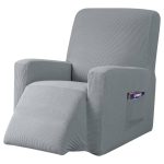 Subrtex Recliner Slipcover with Pockets Stretch Furniture Chair Cover, Light Gray (Back Width 24 inch-32 inch & Height 29 inch-36.5 inch)