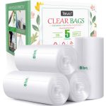 5 Gallon 220 Counts Strong Trash Bags Garbage Bags by Teivio, Bin Liners, for Bathroom Home Office Kitchen, 5.5 gal, Clear