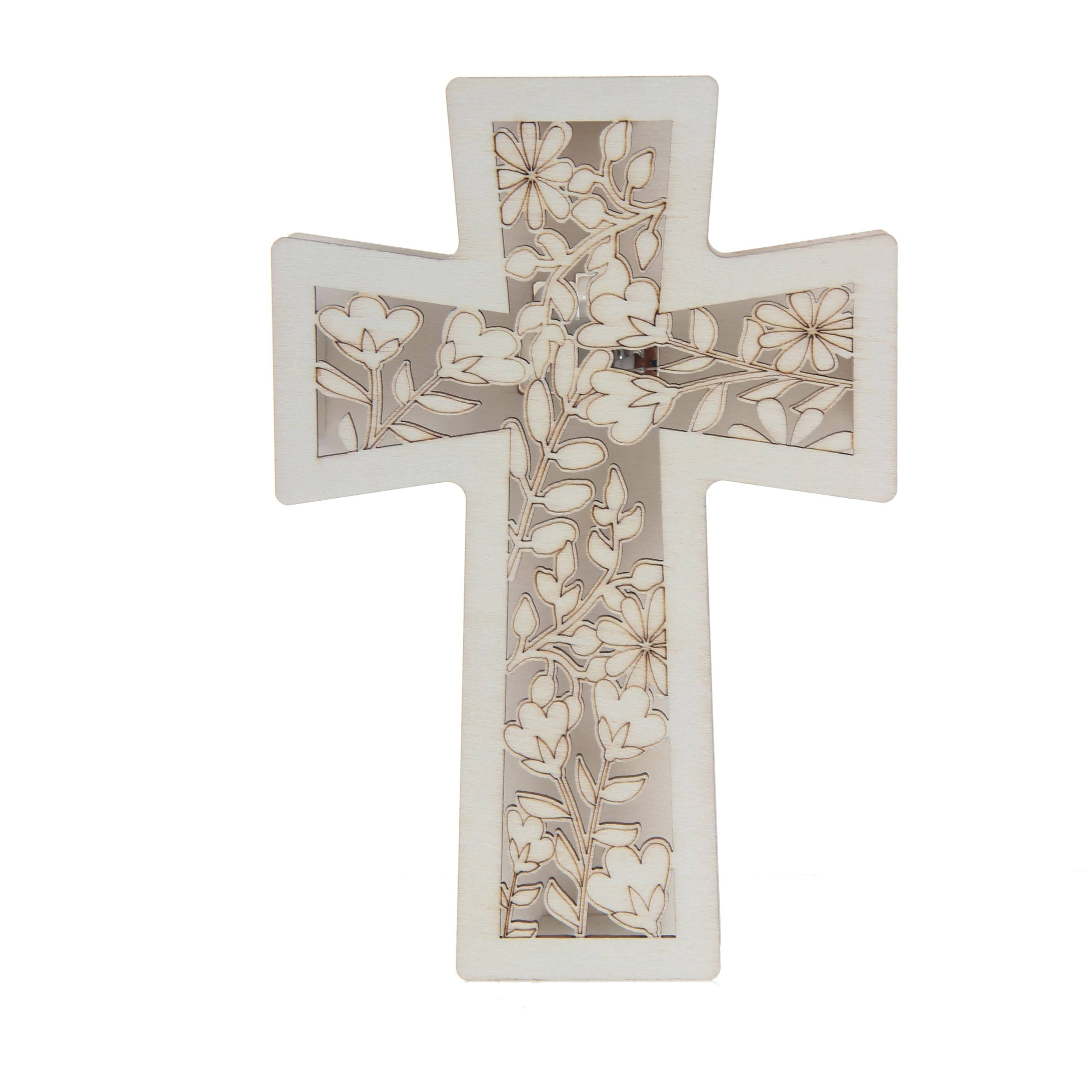 679a34a88285217c82c40021f759b322db1f63d64dd9cb5ac4142b215af76a4d.jpg 7" LED Wood Cross Tabletop Decor by Make Market | 4.8" x 7" x 1.18" | Michaels - Image 1