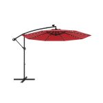 10 Foot Patio Solar LED Offset Umbrella with 40 Lights and Cross Base