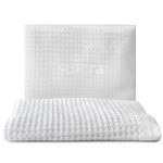 Sutera Silverthread Waffle Towel California-Grown Pima Cotton, Quick Drying, Ultra Soft, Lightweight and Absorbent Luxury Bath Towel (White)