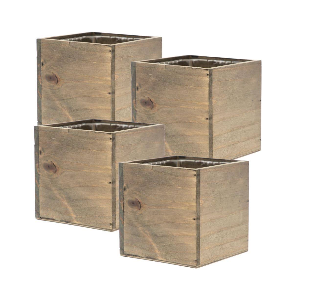 67c499aece83fa7a21f952a2a2b509ae88cd3b06066ac257e7cf8773fc530289.jpg Wooden Planter Box, Rustic Barn Wood with Plastic Liner L Garden Decor L Restaurant and Wedding Decorations L Wedding Bouquets, Table Centerpiece - Image 1