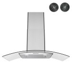 Streamline T-8065-1-DL 36" Largo Ductless Wall Mount Range Hood with 220 CFM Push Button Controls LED Lighting Charcoal Filters and Baffle Filter