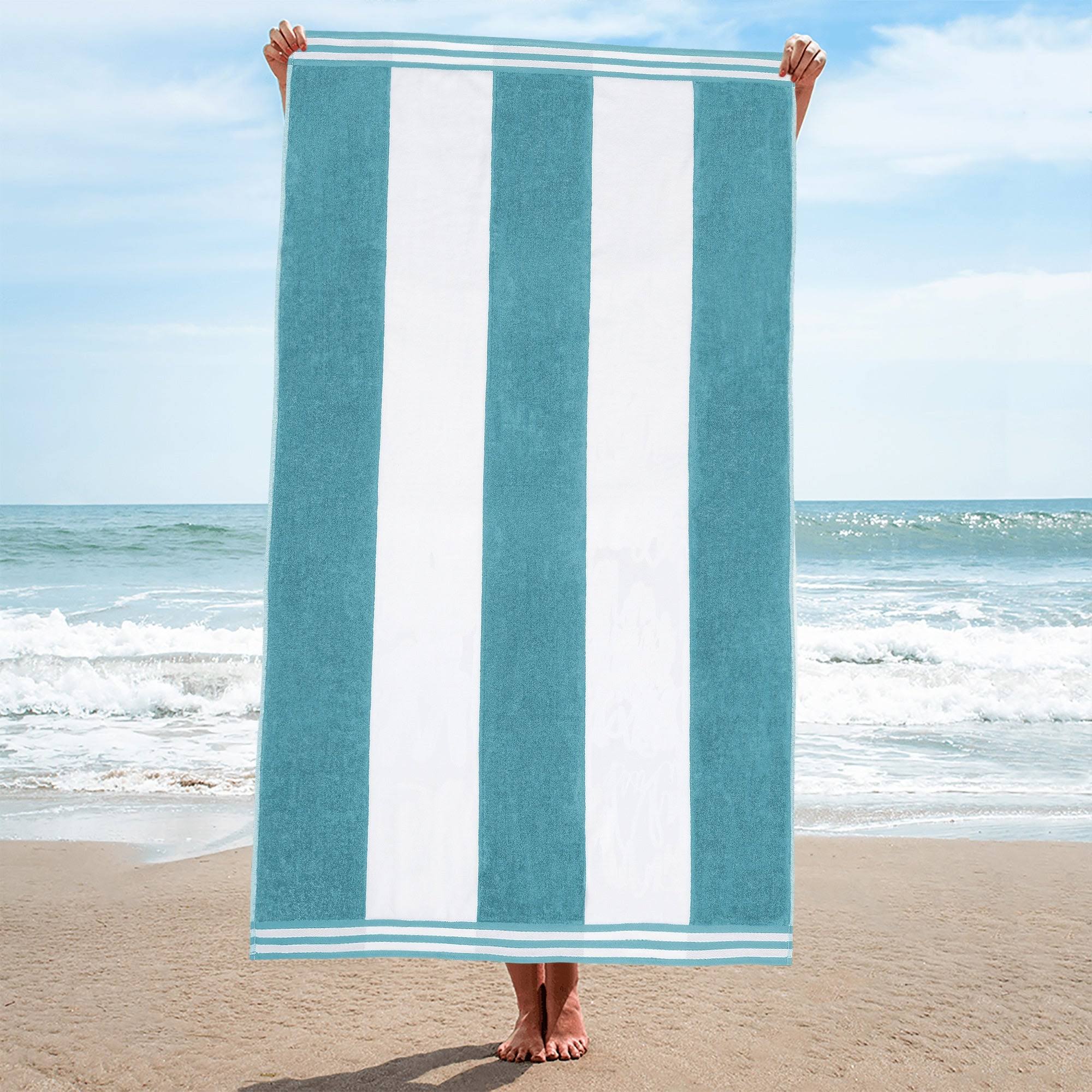 67c6e0b11ef0dffcd17a03c08c7f9f6dfd8d8a97e1c8dcc5d745e925280a79c0.jpg Superior Oversized Cabana Stripe Cotton Jacquard Beach Towel, Set of 2 - Image 1