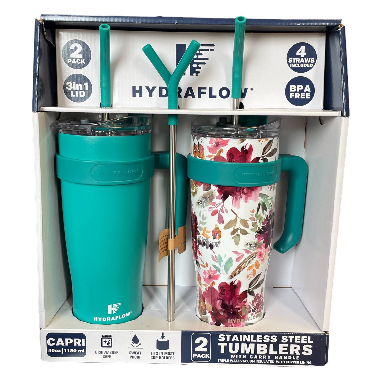 67d4ad941c1f6a92c91ccbdb7a7f3b132d66672330a4a872bdfb3152e1a01130.jpg Hydraflow 40-Ounce Double Wall Stainless Steel Tumbler with Handle 2 Pack - Image 1