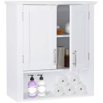 ZENY Bathroom Medicine Cabinet with 2 Door and Adjustable Shelves Wood Frame, White