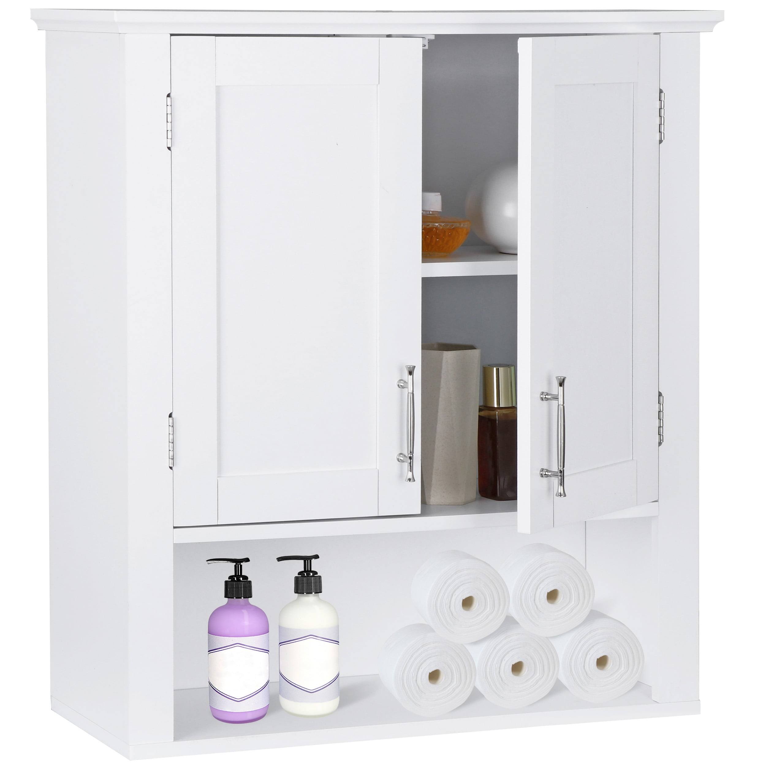 67f678501c78a5e774c1107c1659e53e4608777fd9f6e564fc79b58febbaf67f.jpg ZENY Bathroom Medicine Cabinet with 2 Door and Adjustable Shelves Wood Frame, White - Image 1