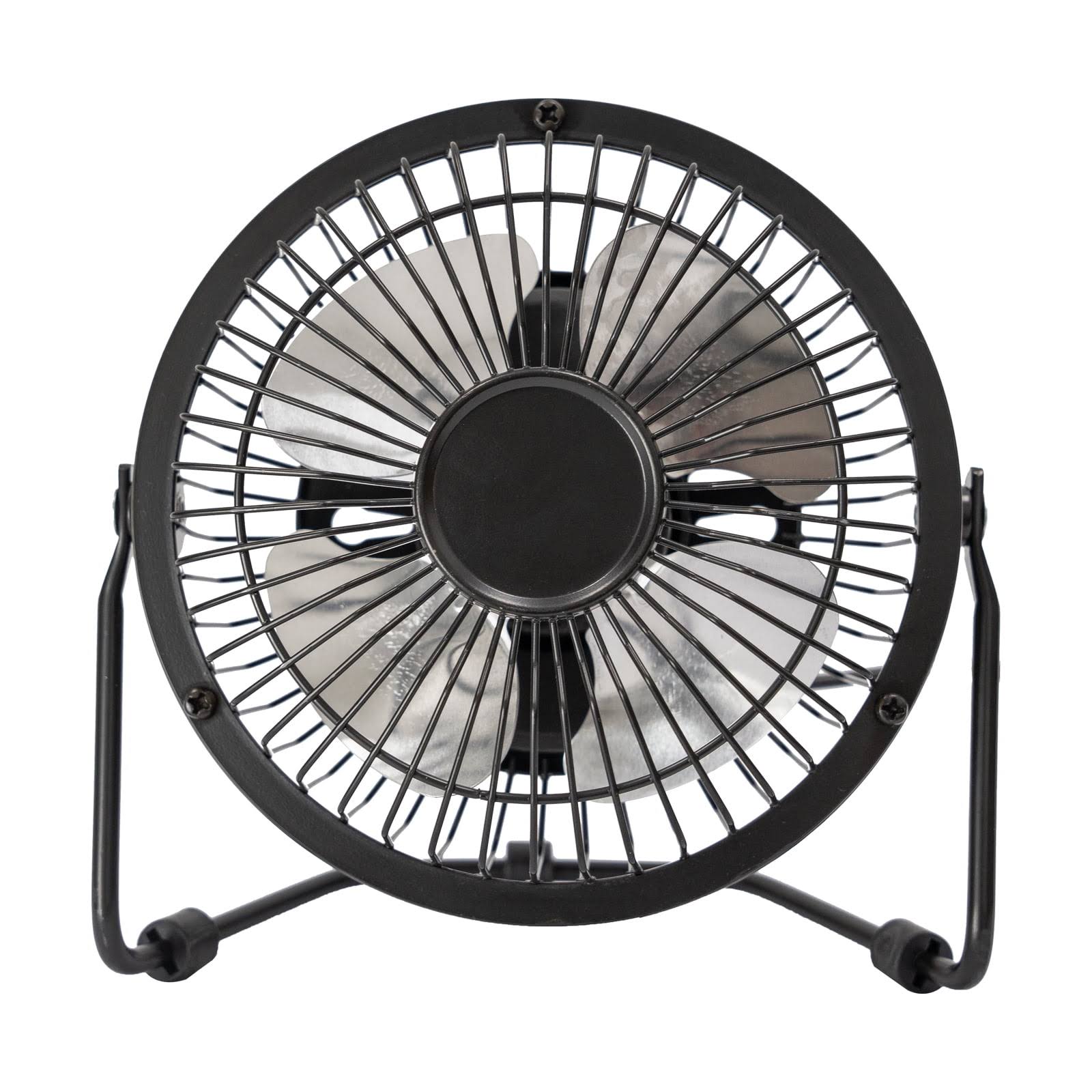 680c18350baef549c220bcd7da81e288e547e46468ec679feb6468267c3435d6.jpg Mainstays 4 inch Personal Metal USB Powered Desktop Fan Black New - Image 1